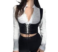 FeMereina Women 's Lace Up Underbust Corset Belt Waist Training Corset Top Sexy Steampunk Bustier Waist Cincher Corset Bustier Crop Top for Halloween Dress (Black , S )