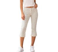 FeMereina Women Y2K Polka Dot Capri Pants Low Rise Stretchy Cropped Bell Bottoms Slim Fit Yoga Lounge Going Out Capris (White, S)
