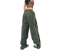 FeMereina Womens Baggy Cargo Pants Low Waist Wide Leg Drawstring Sweatpants Y2k Low Rise Harajuku Loose Oversized Trousers Streetwear (Q-Army Green, S)