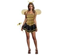 FeMereina Women's Halloween Bee Costume Cute Striped Tube Top Dress with Wings Outfits Bumble Bee Themed Party Fancy Dress (Yellow, XL)