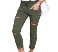 FeMereina Women's High Waisted Jeans for Women Distressed Stretch Jeans for Women Ripped Butt Lift Leggings Denim Pants (Green, 2XL)