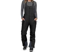 FeMereina Womens Insulated Water Resistant Ski Snow Bib Pants Windproof Zip Front Jumpsuit Snowboard Pants Winter Overalls (Black, Medium)