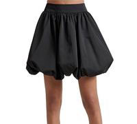 FeMereina Women's Mini Bubble Skirt High Waist Solid Color Zip Up Puffball Skirt Y2K A Line Puffy Skirt Flowy Vacation Skirt (Black, M)