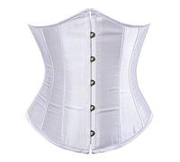 FeMereina Women's Satin Underbust Corset Bustier Waist Training Cincher Plus Size Corsets Halloween Vintage Bustier Top (White#1, S)