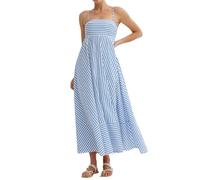 FeMereina Womens Spaghetti Strap Maxi Dresses Summer Striped/Floral Cami Dress Sleeveless Smocked Boho A Line Long Flowy Beach Sundress