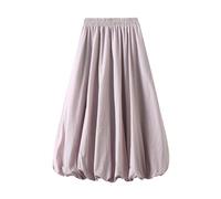 FeMereina Women's Y2K Bubble Maxi Skirt Balloon Long Skirts Elegant High Waist Pleated Puff A-Line Skirts Casual Ruffle Hem Flowy Skirts (Purple, One Size)