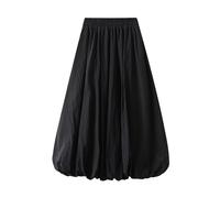 FeMereina Women's Y2K Bubble Maxi Skirt Balloon Long Skirts Elegant High Waist Pleated Puff A-Line Skirts Casual Ruffle Hem Flowy Skirts (Black, One Size)