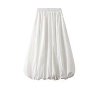FeMereina Women's Y2K Bubble Maxi Skirt Balloon Long Skirts Elegant High Waist Pleated Puff A-Line Skirts Casual Ruffle Hem Flowy Skirts (White, One Size)