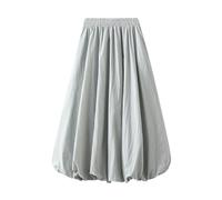FeMereina Women's Y2K Bubble Maxi Skirt Balloon Long Skirts Elegant High Waist Pleated Puff A-Line Skirts Casual Ruffle Hem Flowy Skirts (Light Blue, One Size)
