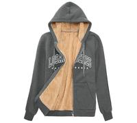 FemiChic Women's Hoodie Jacket Ladies Winter Coat Los Angeles Warm Thick Cardigan Full Zip Up Sweatshirts Hooded Casual Fashion Solid Outdoor Sport Top(Dark Grey,S)