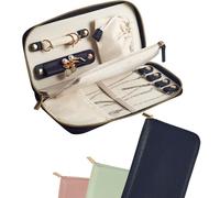 FEMIECHO Travel Jewelry Organizer Case - for Tangle-Free Necklaces, Earrings, Rings, Bracelets Storage, Travel Essentials, Fashion Portable Jewelry Travel bags for Women - Medium Black