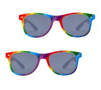 Femihua 2Pcs Rainbow Sunglasses, Pride Decorations Accessories, LGBTQ+ Pride Parade Sunglasses, Rainbow Stripe Frame Grey Lens Glasses for Men Women Festival Pride Month Celebration Daily Wear