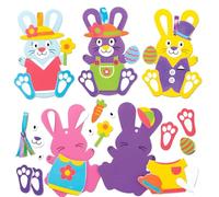 Femihua 5 Pcs Easter Crafts for Kids - Easter Bunny Foam Stickers, Festival Activities Decorations, Funny Bunny Making Kit, DIY Peel Stick EVA Foam Arts Crafts for Kids Party Supplies