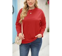 femininas plus size, manga comprida, gola redonda, largas, casuais, soltas, Branco, GG Plus Size (Red, 4XL)