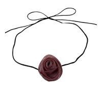 Feminine 3D Flower Collar Necklace Fabric Rose Necklaces Simulated Flower Neckchain Floral Shape Clavicle Chains Choker Soft and Comfortable Mesh