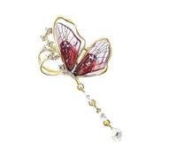 Feminine Crystals Accent Wing Brooch Detachable Tassels Detail Evening Occasion