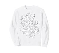 Feminine Faces Abstract Line Art For Feminist Artist Sweatshirt