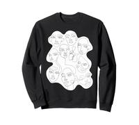 Feminine Faces Abstract Line Art For Feminist Artist Sweatshirt