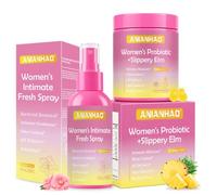 Feminine Vaginal Probiotics Gummies, Vaginal Probiotic and Moisture Gummies, Supports pH Balance & Digestive Health, Slippery Elm for Women, Vegan, with Intimate Skin Support Spary