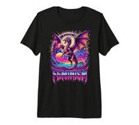 Feminism Dragon Fantasy Retro Wave Feminist Premium T-Shirt