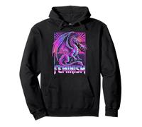 Feminism Dragon Fantasy Retro Wave Feminist Pullover Hoodie
