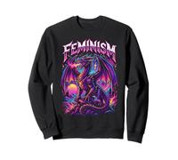 Feminism Dragon Fantasy Retro Wave Feminist Sweatshirt