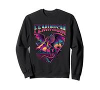 Feminism Dragon Fantasy Retro Wave Feminist Sweatshirt