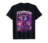 Feminism Dragon Fantasy Retro Wave Feminist T-Shirt