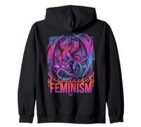 Feminism Dragon Fantasy Retro Wave Feminist Zip Hoodie