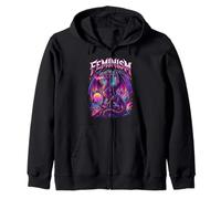 Feminism Dragon Fantasy Retro Wave Feminist Zip Hoodie