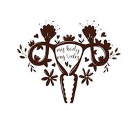 Feminism Font Quote My Body My Rules Female reproductive System Engraving Stickers 41x51.2cm Equipped with Transfer Film kit Coffee