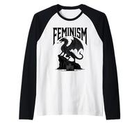 Feminism Gothic Dragon Dark Fantasy Empowerment Strength Raglan Baseball Tee