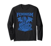 Feminist Dragon Feminism Fantasy Empowerment Graphic Design Long Sleeve T-Shirt