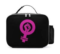Feminist Female Power Reusable Insulated Lunch Bag Tote Handbag Leather Portable Cooler Bags for Men Women