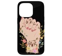 Feminist Floral Raised Fist Empowerment Graphic Case for iPhone 13 Pro