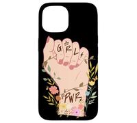 Feminist Floral Raised Fist Empowerment Graphic Case for iPhone 15