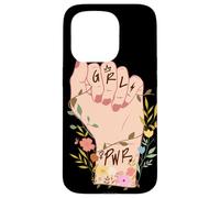 Feminist Floral Raised Fist Empowerment Graphic Case for iPhone 15 Pro
