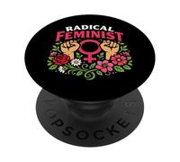 Feminist Flower Floral Fist Radical Feminist PopSockets Adhesive PopGrip