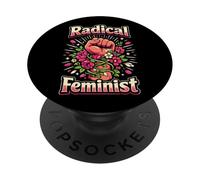 Feminist Flower Floral Fist Radical Feminist PopSockets Adhesive PopGrip