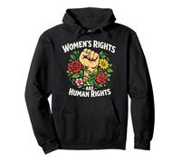 Feminist Flower Floral Fist Women's Rights Are Human Rights Pullover Hoodie