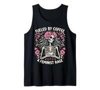 Feminist Fueled by Coffee Skeleton Pro Choice Rage Feminism Tank Top