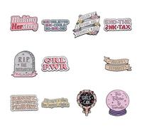 Feminist Quote Brooch Pins Set - Alloy Lapel Pin Badges with Empowering Sayings “GRL PWR”, “The Future Is Female”, “Resist Persist Feminist”, Enamel Blouse Pins for Jacket, Shirt, Backpack, Trendy Wom