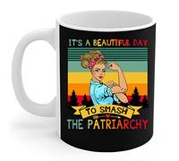 Feminist - Retro Lady A Beautiful Day to Smash The Patriarchy Coffee Mug Travel Mug Personalised Porcelain Mug Unique Tea Cup Fun Gifts for Valentine's Day Home Women 330 Ml
