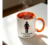 Feminist Superhero Mug, It was Never A Dress, Coffee Mugs Cups 11oz, Women Empowering Ceramic Coffee Cup for Feminist, Creativity Thermal Development Drink Cups Unique Gift for Womens (Orange)