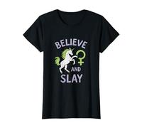 Feminist Unicorn Believe and Slay Empowerment Graphic T-Shirt