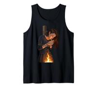 Feminist Witch Lighting Cigarette with Flames Dark Humor Tank Top