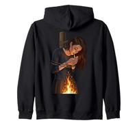 Feminist Witch Lighting Cigarette With Flames Dark Humor Zip Hoodie