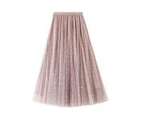 Femirah Women's Long Rainbow A Line Tulle Tutu Skirts Tiered Skirt Petticoat - Pink - One Size