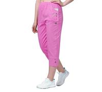 femiss Cropped Trousers for Women | 3/4 Length Pull-On Capri Pants with Elastic Waist | Lightweight Stretch Cotton | Dual Pockets | Ladies Cropped Trousers, Plus Size Summer Pants (Cerise, 22)