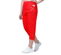 femiss Cropped Trousers for Women | 3/4 Length Pull-On Capri Pants with Elastic Waist | Lightweight Stretch Cotton | Dual Pockets | Ladies Cropped Trousers, Plus Size Summer Pants (Red, 12)